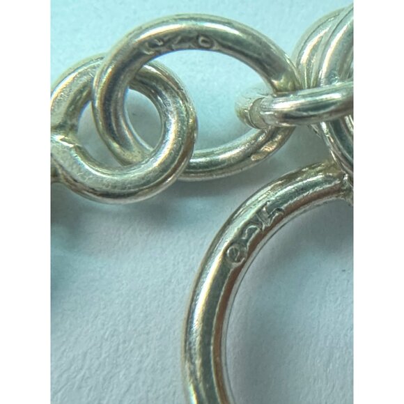 Sterling Silver 925 Double Round Link Charm Bracelet with Engraved K Oval Charm - Picture 8 of 13